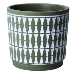 Green Geo Painted Pot Cover
