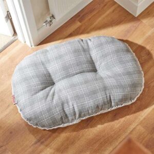 Grey Plaid Oval Cushion - M