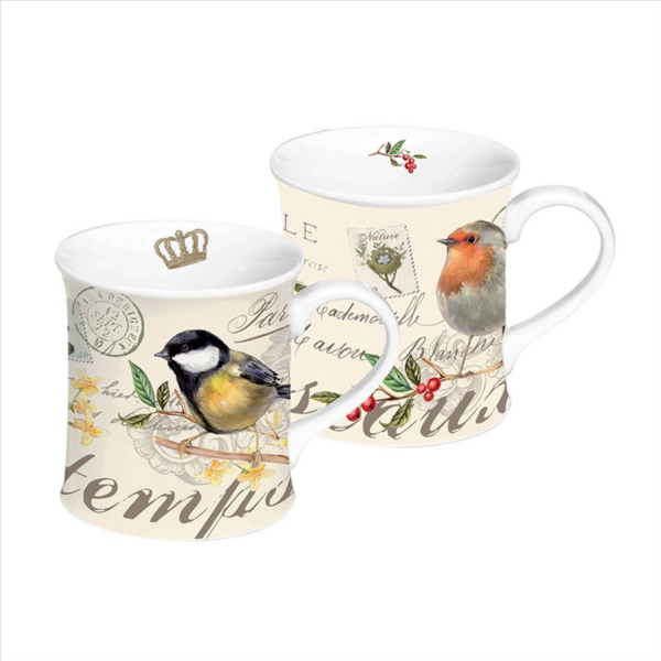 Songbird Porcelain Mugs Set Of 2