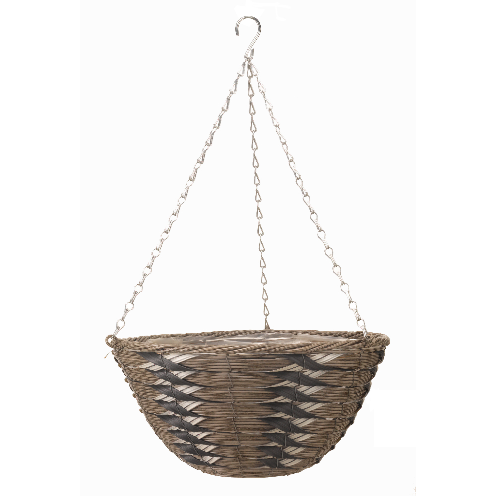 14” Faux Rattan Hanging Basket