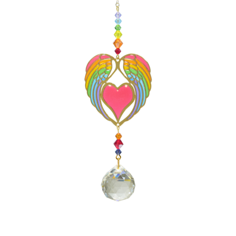 Crystal Dreams Angel Wing Heart Rainbow