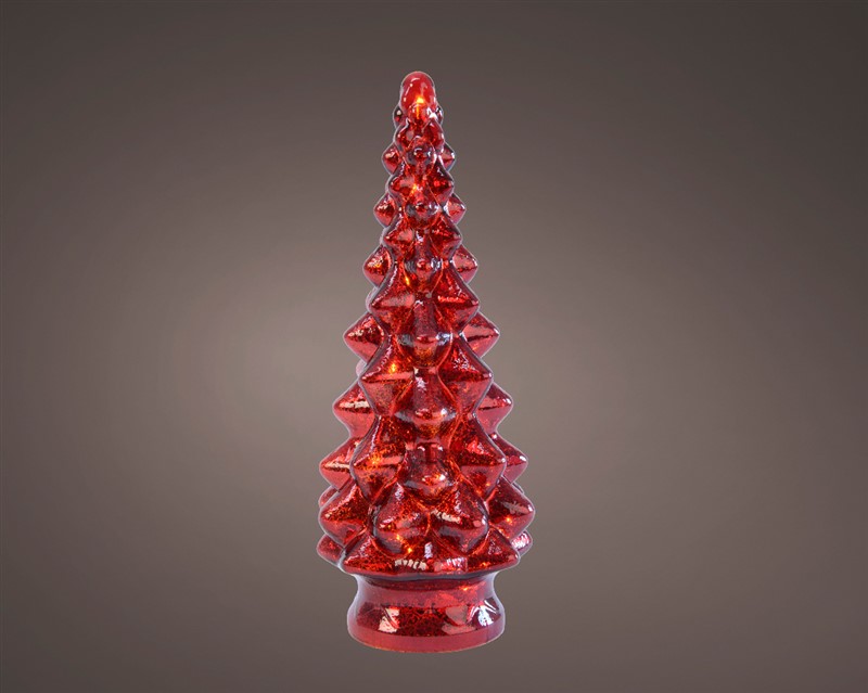 Glass LED Lit Tree - Red