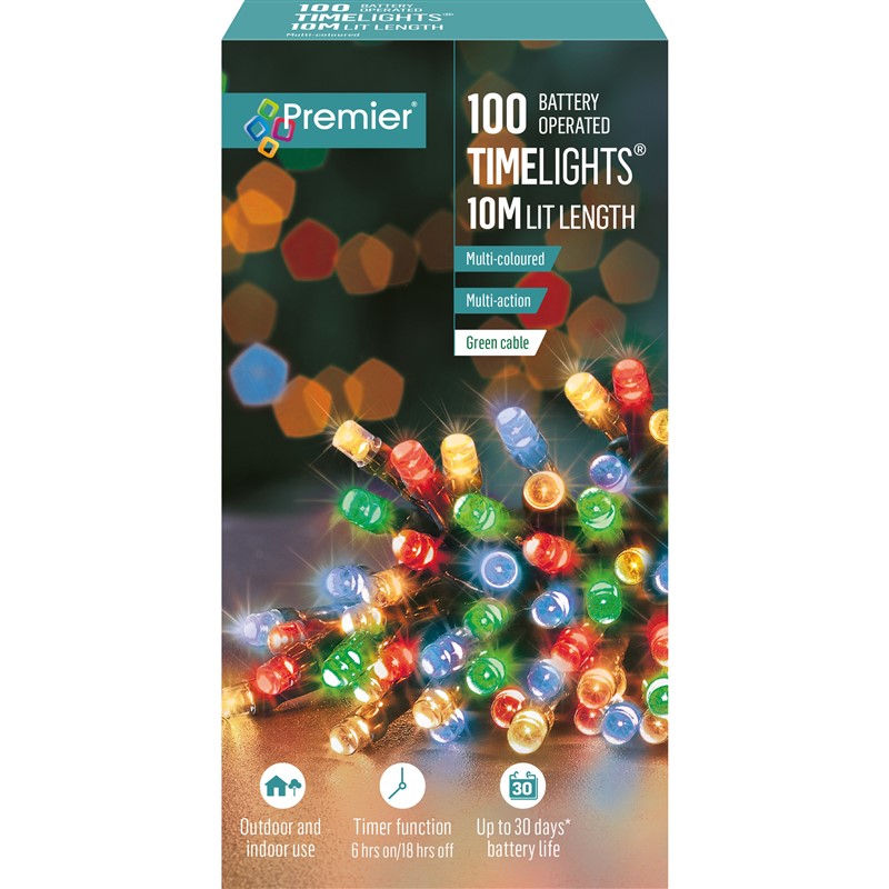 Time Lights MultiAction Timer Battery Operated 100 LED Multi