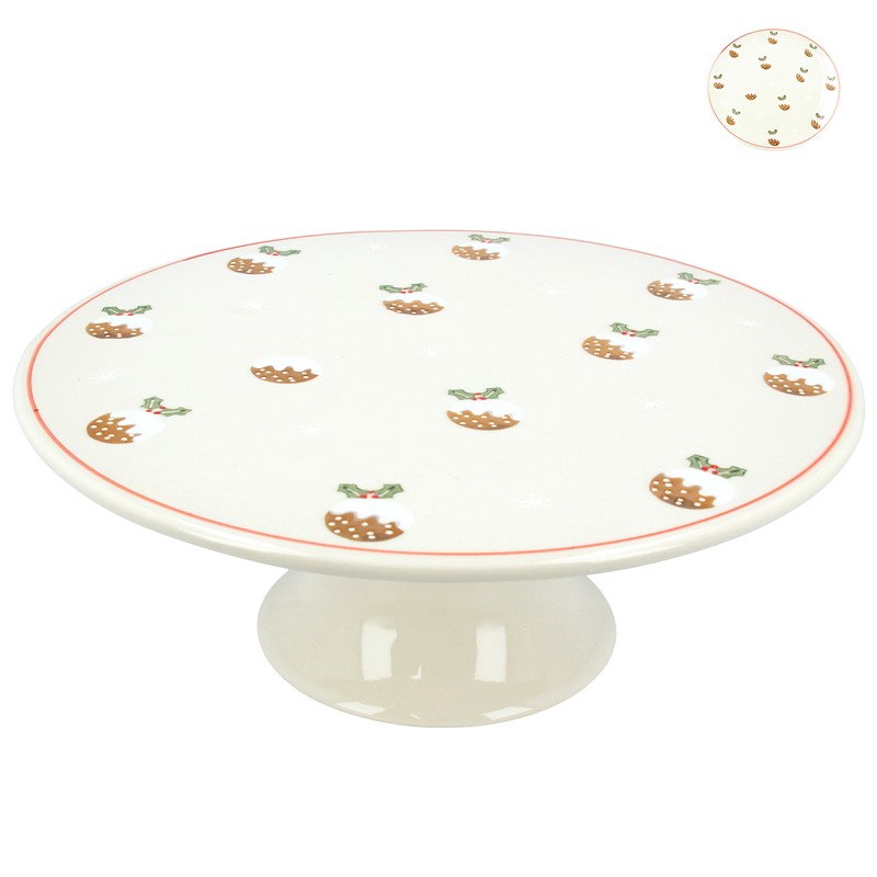 Cake Stand with Christmas Puddings