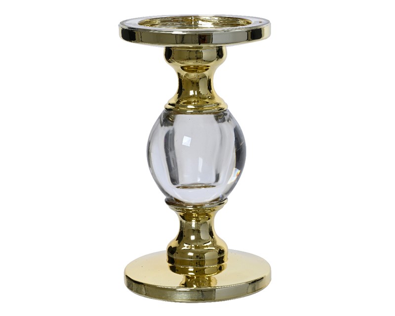 Gold Clear Candle Holder