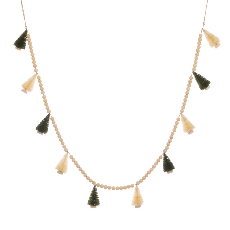 Wooden W/Bristle Tree Garland