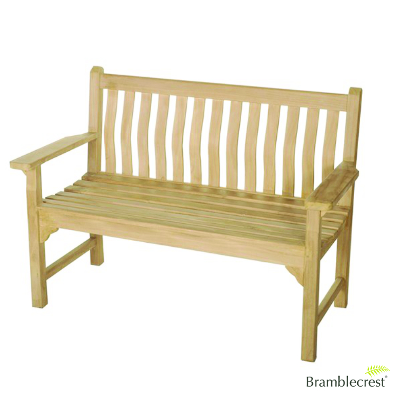Bramblecrest Curved Back Flat Arm 2 Seat Teak Bench