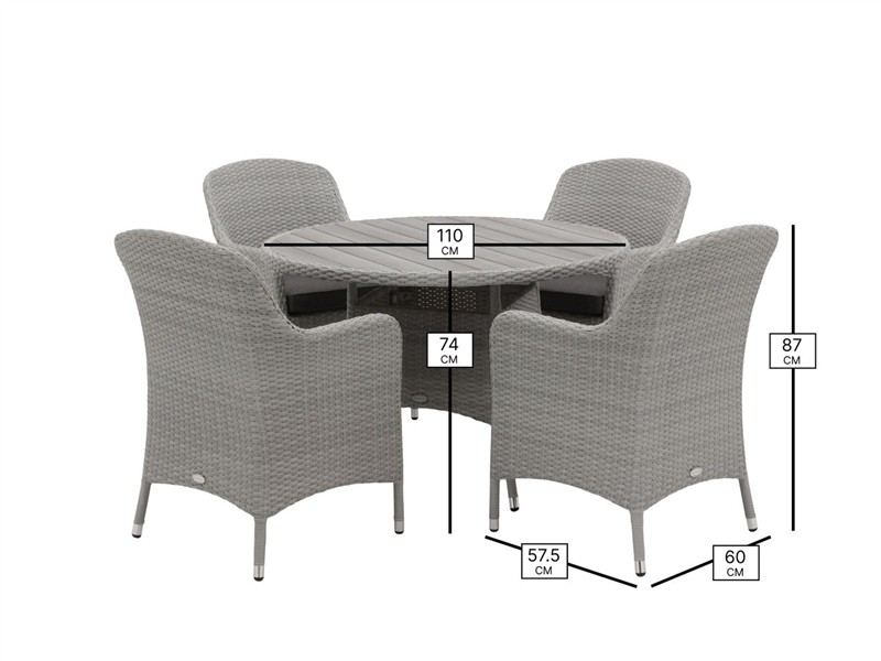 Bramblecrest Tetbury 4 Seat Set - Graphite - Image 3