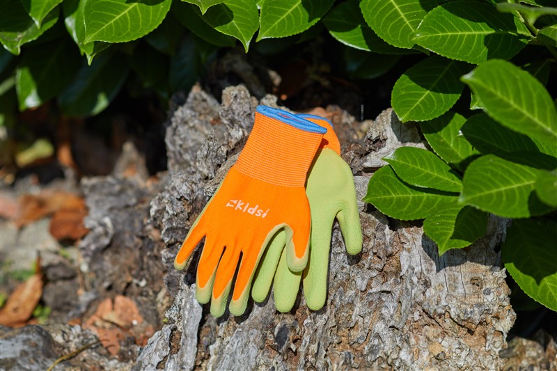 Junior Digger Gloves 6-10yr - Orange & Green - Image 2